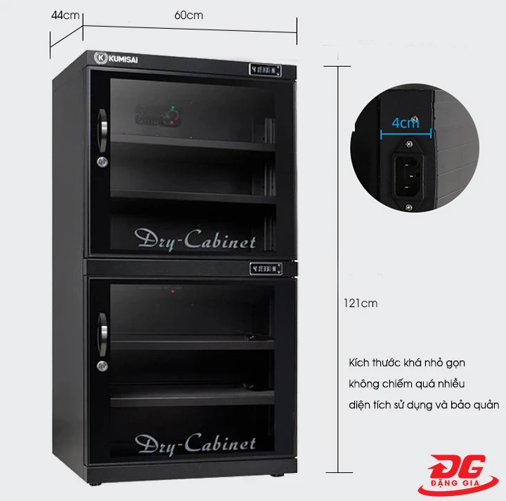 Kích thước tủ chống ẩm Kumisai DHC 300 khá nhỏ gọn 