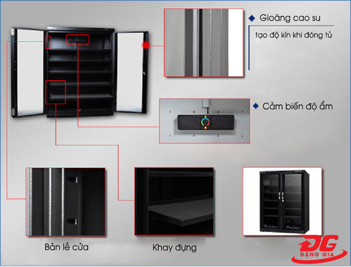 Một số bộ phận của tủ chống ẩm Kumisai DHC 350