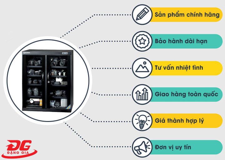 Các chính sách, cam kết khi mua tủ chống ẩm Kumisai DHC 250 tại Đặng Gia