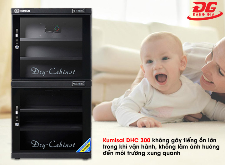 Tủ chống ẩm máy ảnh Kumisai DHC 300 vận hành êm ái, không gây ồn lớn