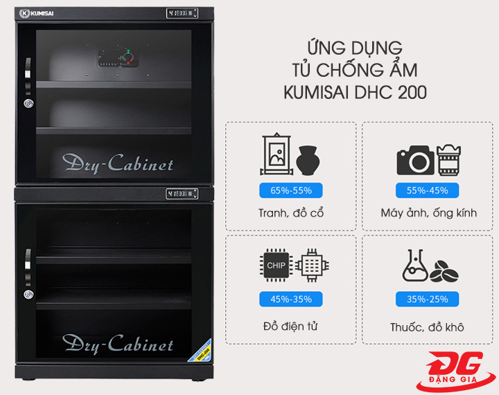 Tủ chống ẩm máy ảnh Kumisai DHC 200 giá rẻ