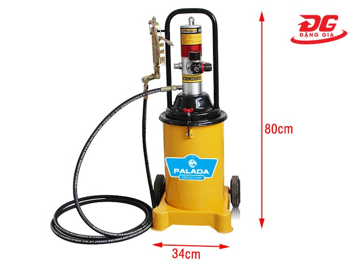 Kích thước máy bơm mỡ khí nén Palada PD-8