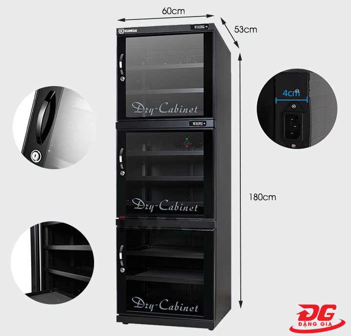 Chi tiết tủ chống ẩm máy ảnh Kumisai DHC500