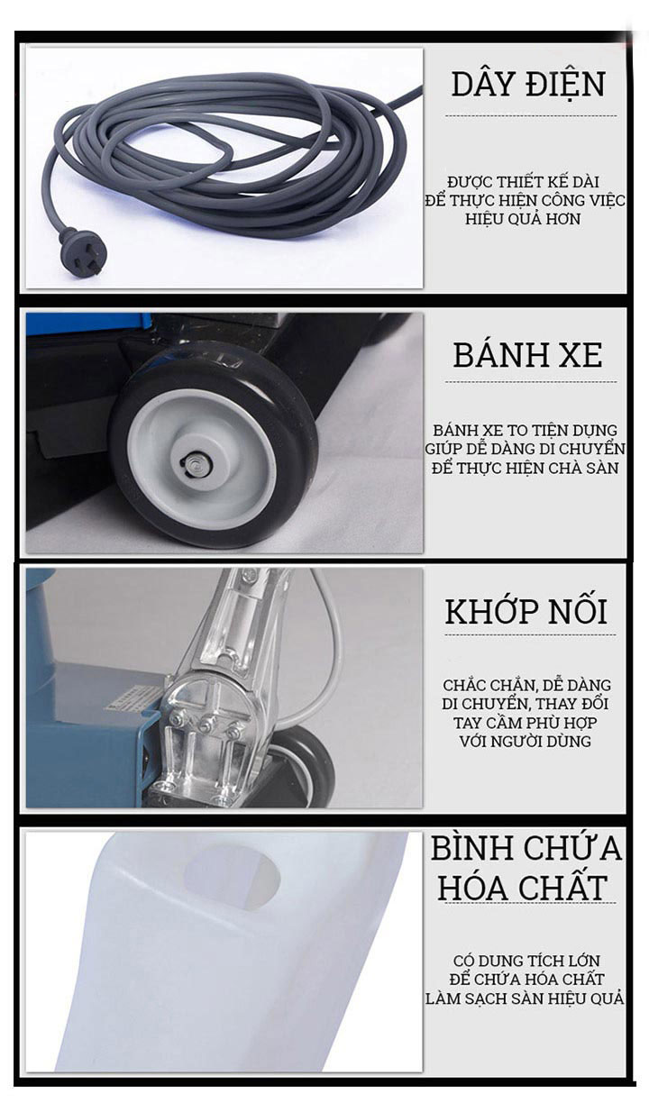 Cấu tạo máy chà sàn công nghiệp Kungfu Clean HC 523