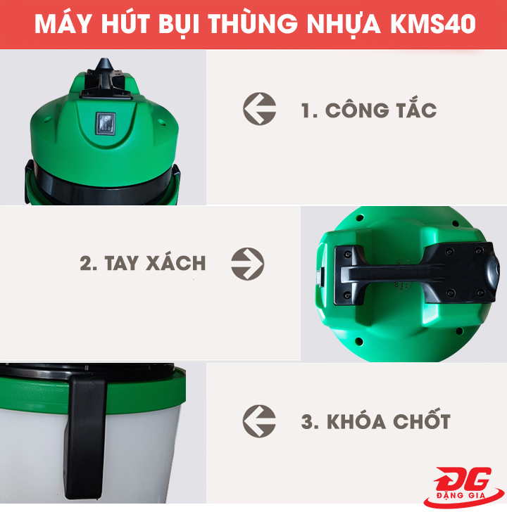 Máy hút bụi thùng nhựa Kumisai KMS40 chính hãng
