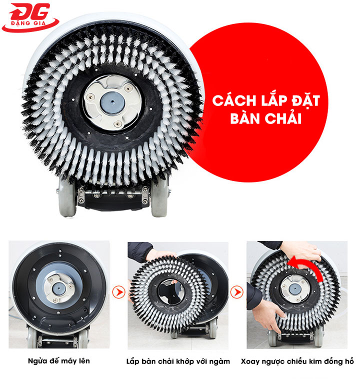 Cách lắp đặt bàn chải vào máy