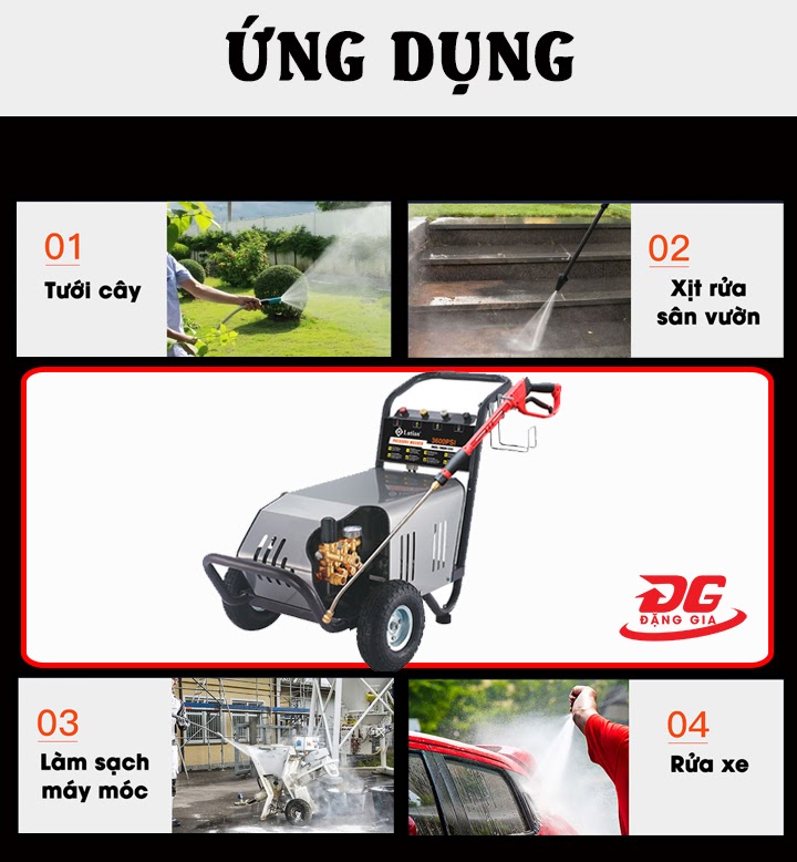 Máy rửa xe Lutian 3600PSI có ứng dụng đa dạng nhờ áp lực nước cực mạnh