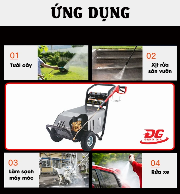 Máy rửa xe Lutian 3600PSI có ứng dụng đa dạng nhờ áp lực nước cực mạnh