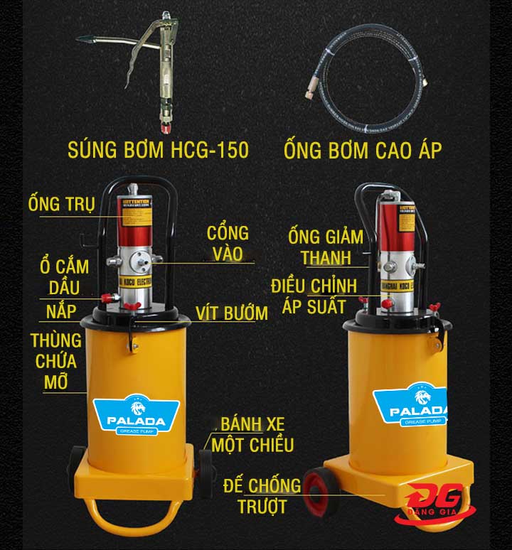 Máy bơm mỡ khí nén Palada PD-3 có nhiều ưu điểm