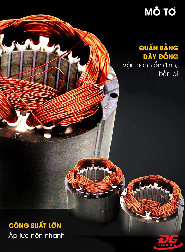 Motor máy hoạt động với công suất lớn, cho áp lực nén cao