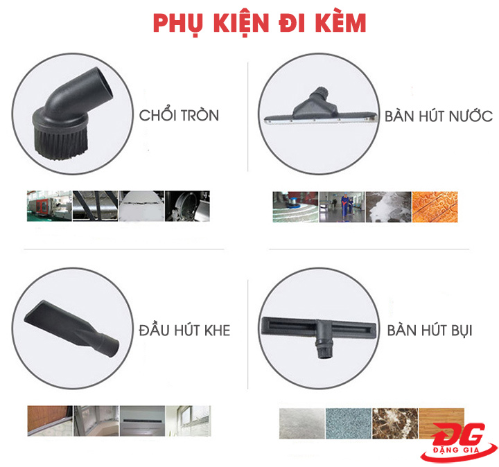  Bộ phụ kiện đi kèm máy hỗ trợ việc làm sạch diễn ra triệt để