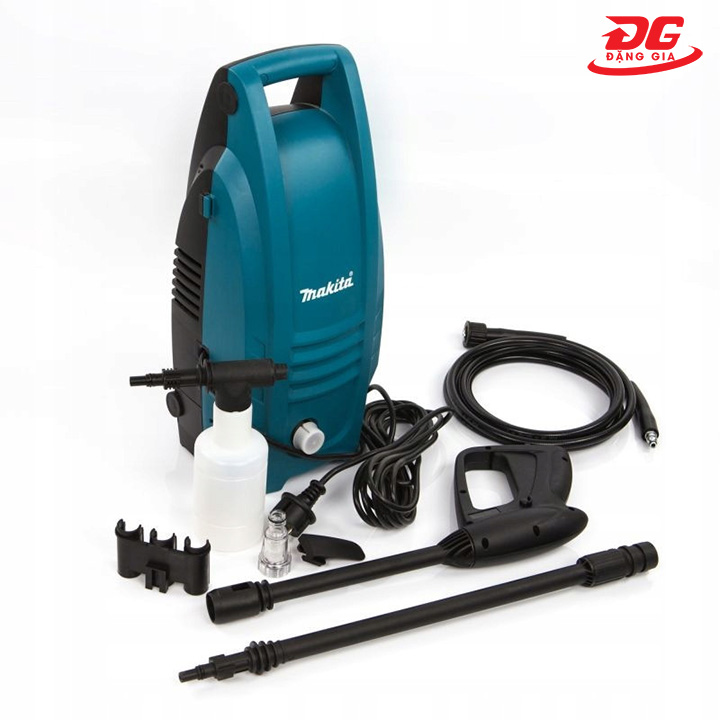 Máy rửa xe Makita HW101 1300W nhỏ gọn với bộ phụ kiện đầy đủ