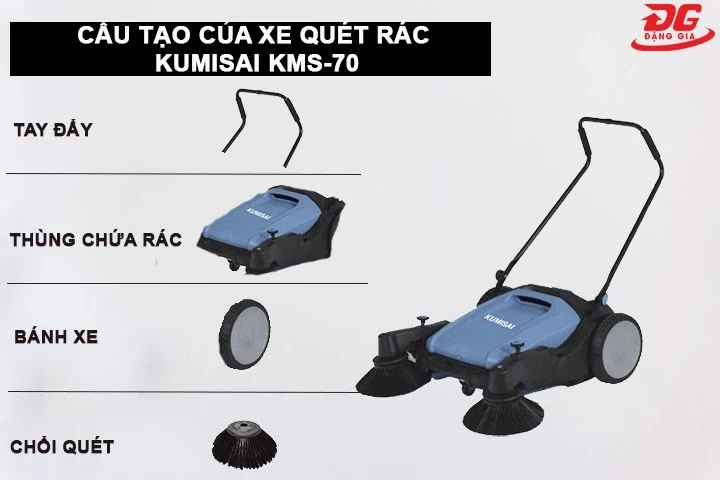 cấu tạo của xe quét rác kumisai kms 70