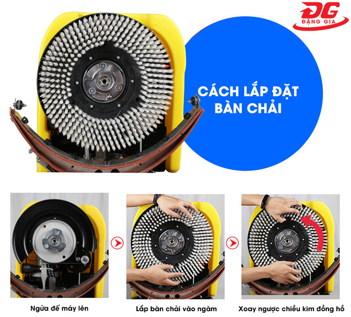 Cách lắp đặt bàn chải vào bàn chà