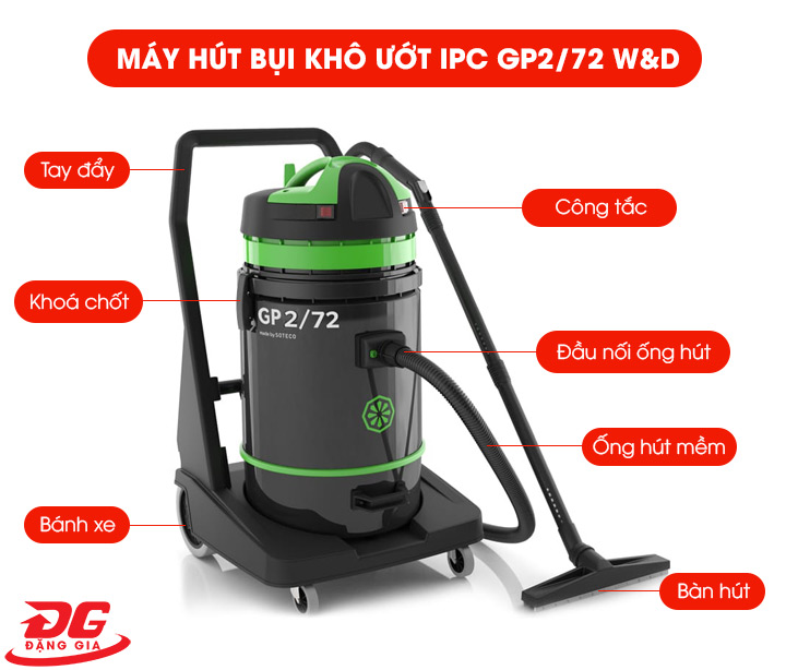 cấu tạo máy hút bụi khô ướt IPC GP2/72 W&D