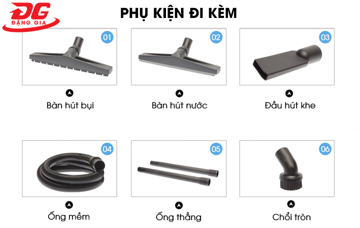 phụ kiện đi kèm máy hút bụi khô ướt IPC GP3/62 W&D