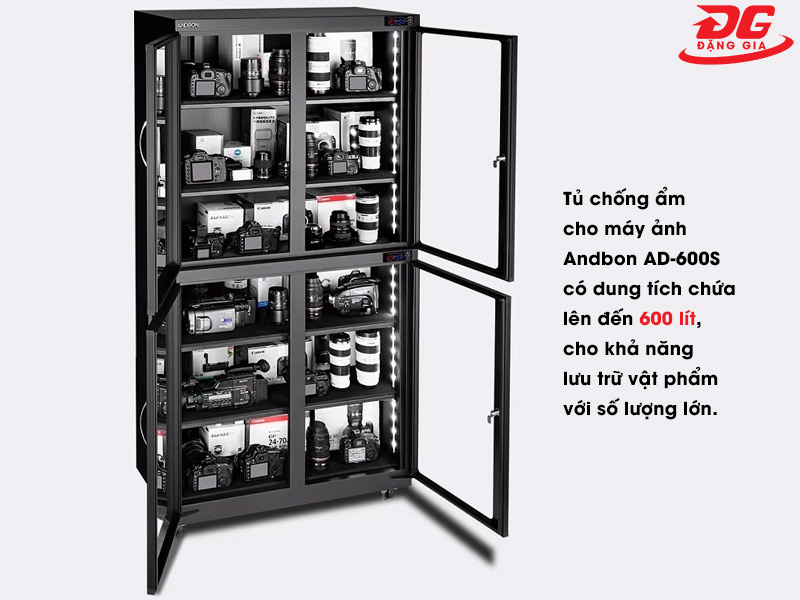 Tủ chống ẩm máy ảnh giá rẻ Andbon AD-600S dung tích lớn