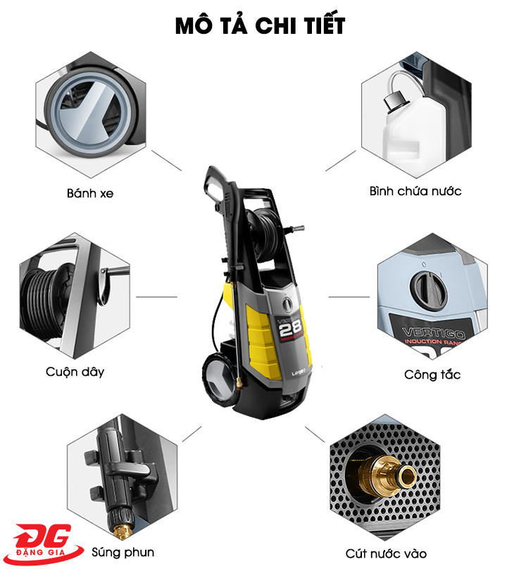 Thiết kế tiện dụng của máy rửa xe Lavor Vertigo 28