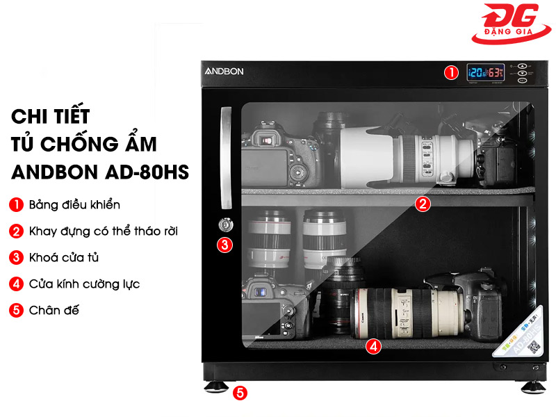 Thiết kế hiện đại của tủ chống ẩm Andbon AD-80HS