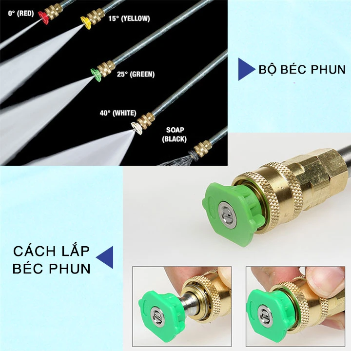 cách lắp bộ béc phun máy rửa xe Palada 18M17.5-3T4