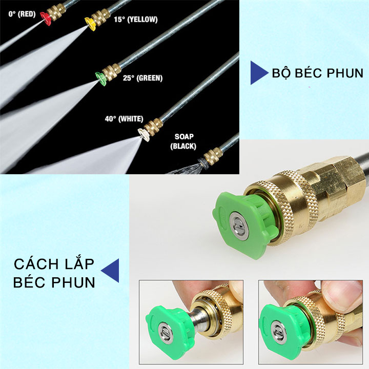 cách lắp bộ béc phun máy rửa xe Palada 18M17.5-3T4