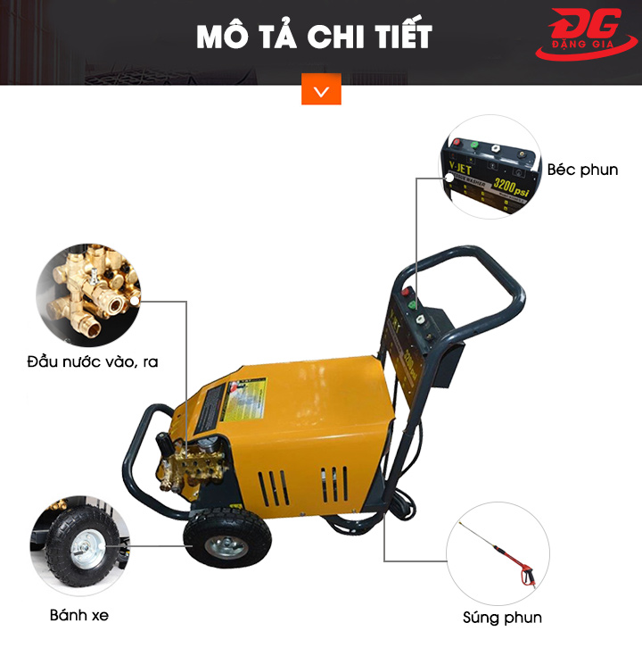  Mô tả chi tiết máy rửa xe V-Jet VJ 200/5.5