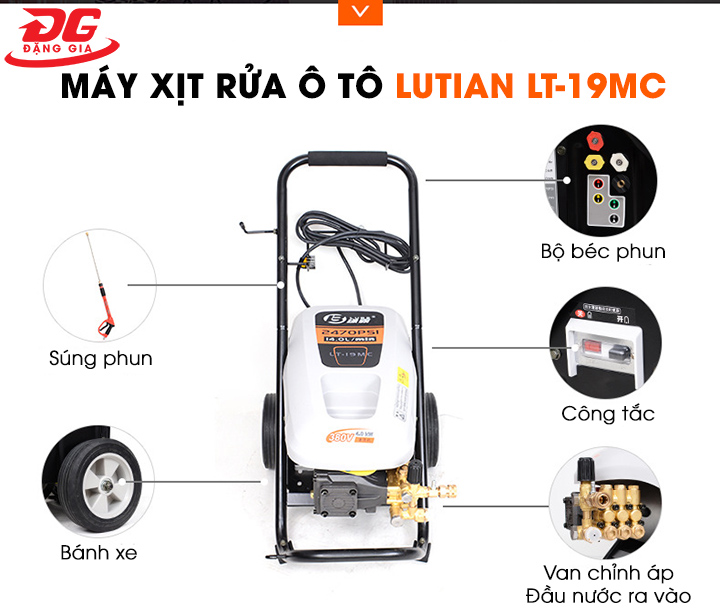 Cấu tạo máy rửa xe ô tô cao áp Lutian LT-19MC