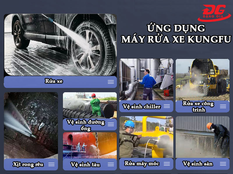 Các ứng dụng của máy bơm xịt rửa xe Kungfu trong đời sống
