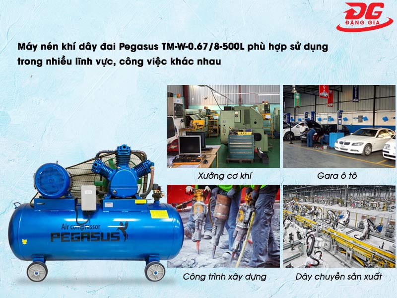 Ứng dụng đa năng của máy bơm hơi khí nén Pegasus TM-W-0.67/8-500L