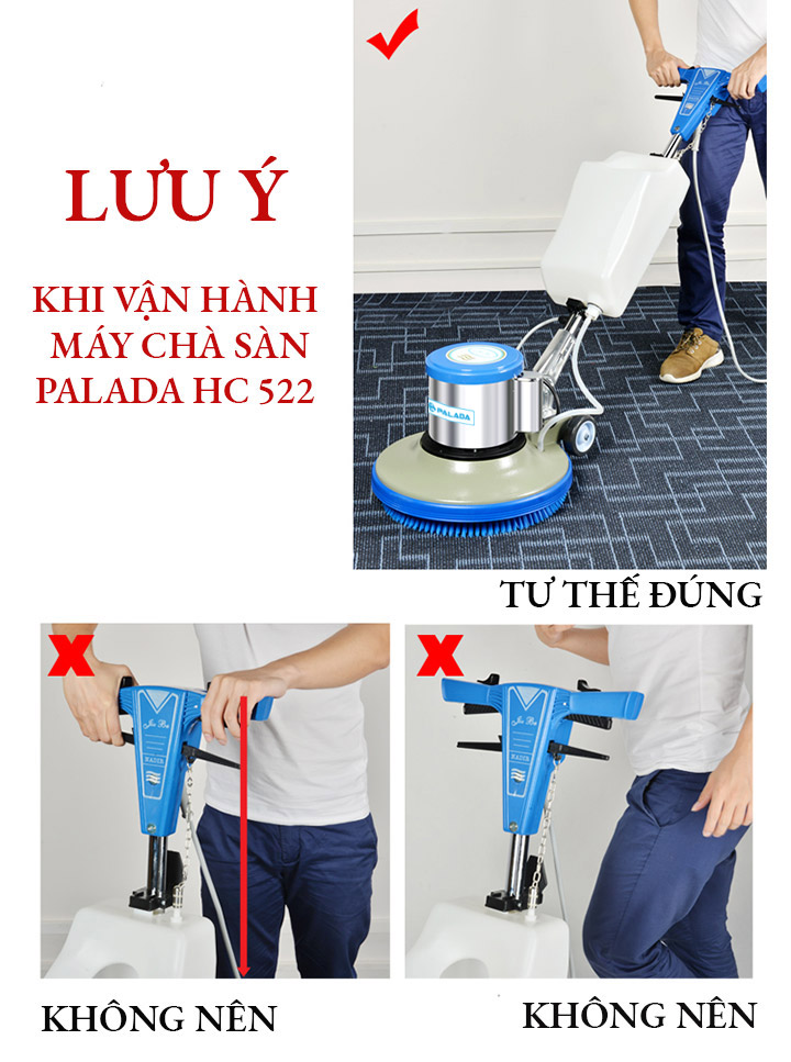 Một số chú ý khi thực hiện các thao tác với máy chà sàn