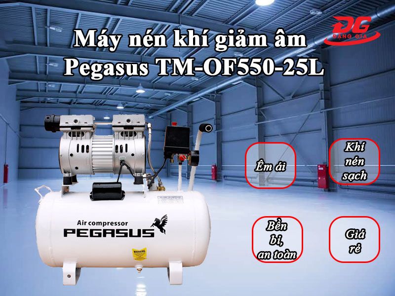 Máy nén khí giảm âm không dầu Pegasus TM-OF550-25L