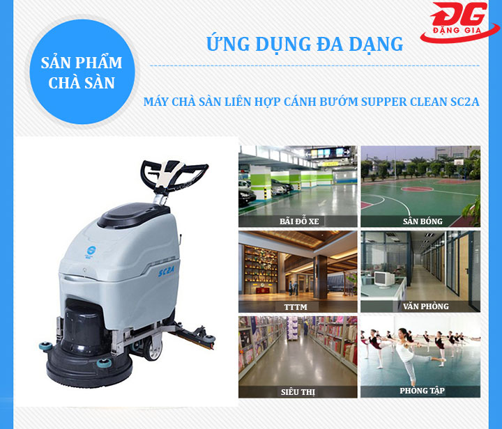 Ứng dụng của máy chà sàn liên hợp cánh bướm Supper Clean SC2A