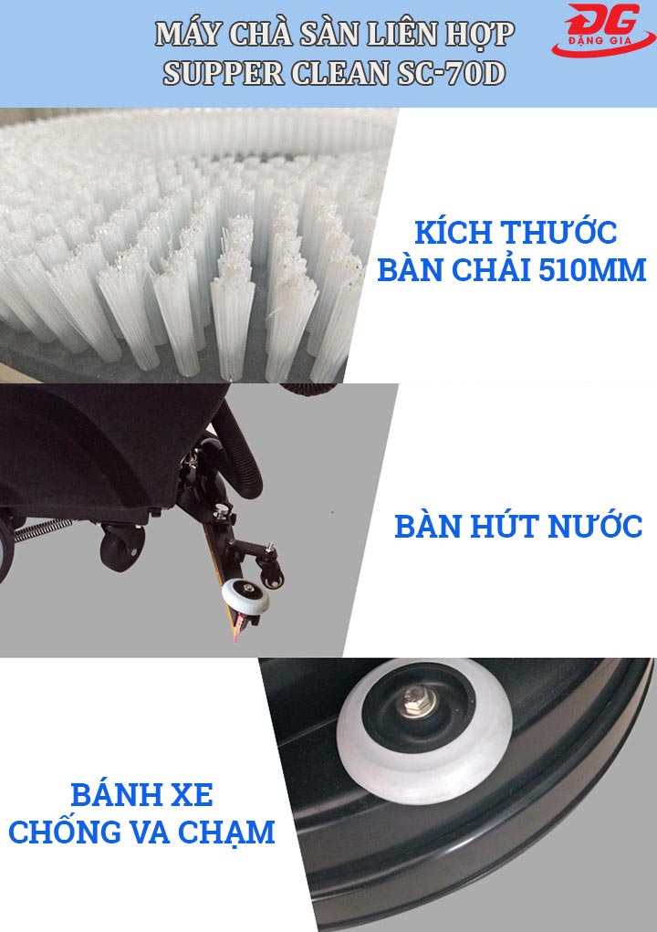 đặc điểm cấu tạo máy chà sàn liên hợp Supper Clean SC-70D