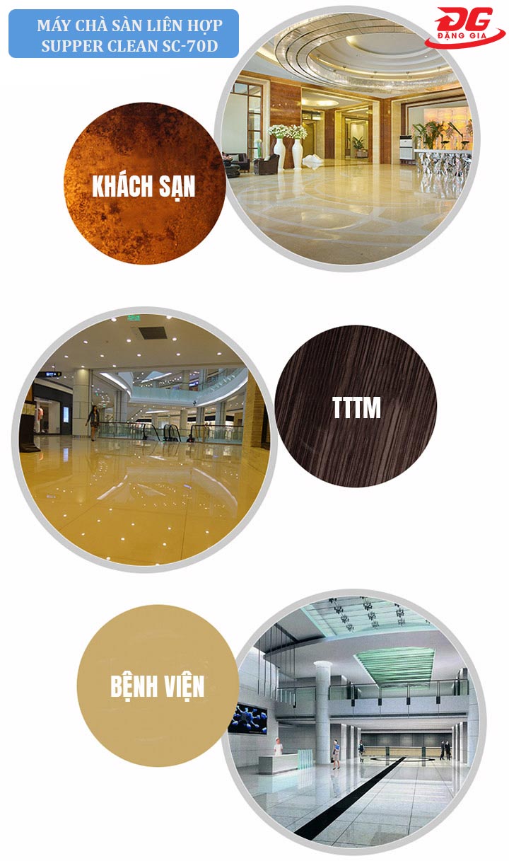 ứng dụng của máy chà sàn liên hợp Supper Clean SC-70D