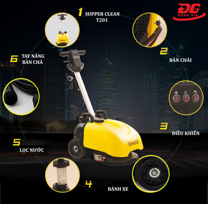 Cấu tạo máy chà sàn liên hợp mini Supper Clean T201
