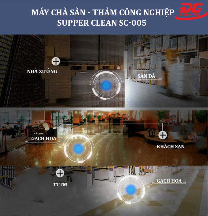 Ứng dụng của máy chà sàn - thảm công nghiệp Supper Clean SC-005