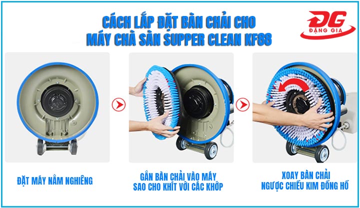 Cách lắp bàn chải cho máy chà sàn