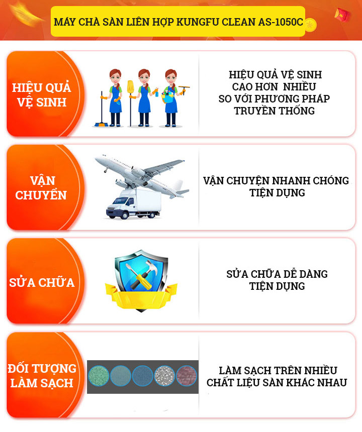đánh giá máy chà sàn liên hợp Kungfu Clean AS-1050C