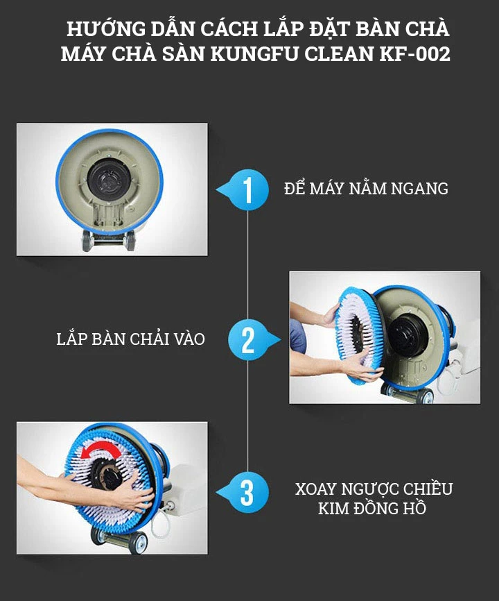 Hướng dẫn lắp đặt bàn chà máy chà sàn Kungfu Clean KF-002