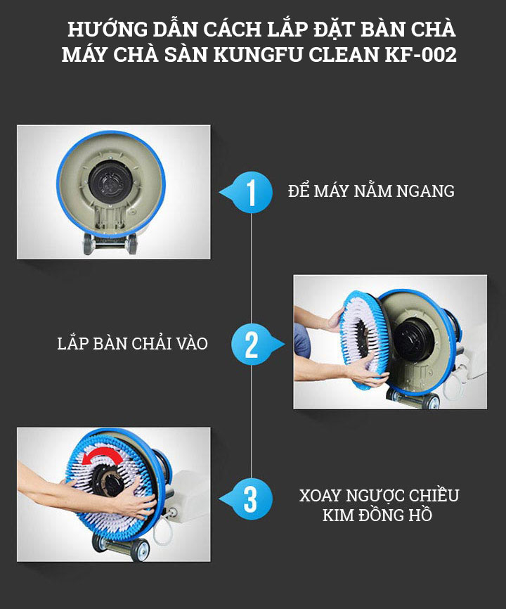 Hướng dẫn lắp đặt bàn chà máy chà sàn Kungfu Clean KF-002