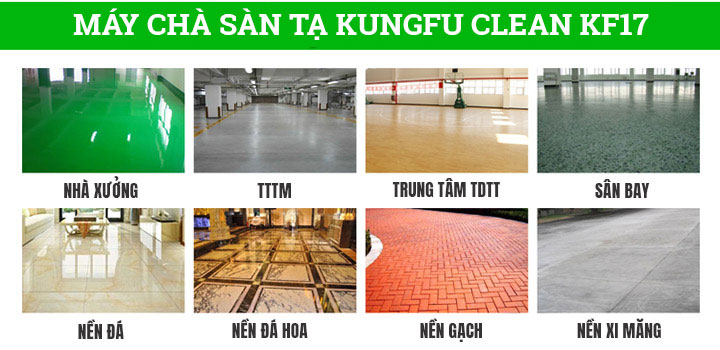 Ứng dụng máy chà sàn tạ Kungfu Clean KF17 
