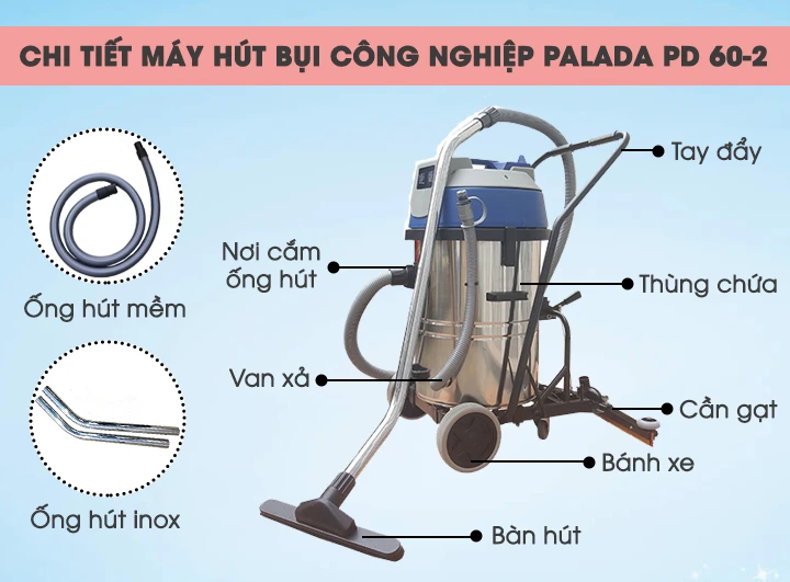 Cấu tạo máy hút bụi công nghiệp Palada PD 60-2