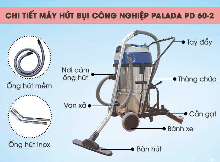 Cấu tạo máy hút bụi công nghiệp Palada PD 60-2