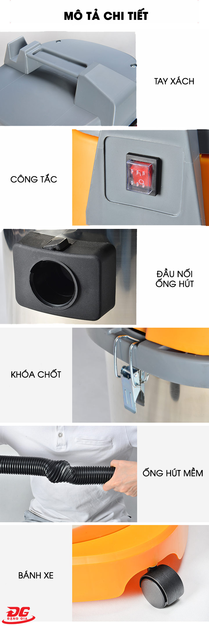 Các bộ phận cấu thành nên máy giúp quá trình di chuyển và sử dụng được dễ dàng hơn