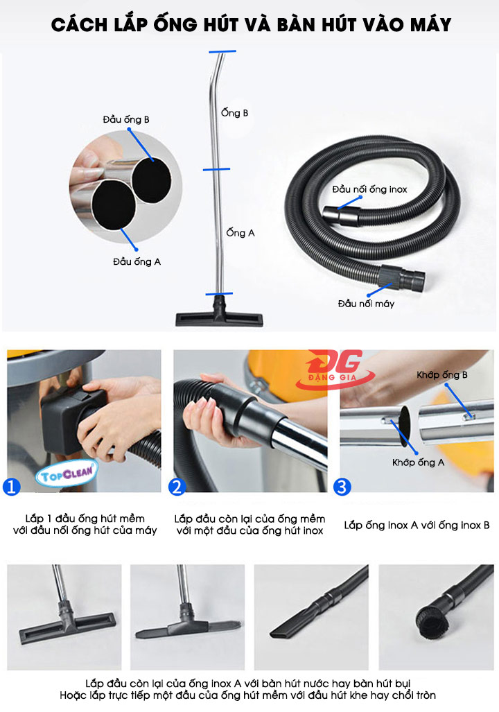 Hướng dẫn lắp ống hút vào bàn hút