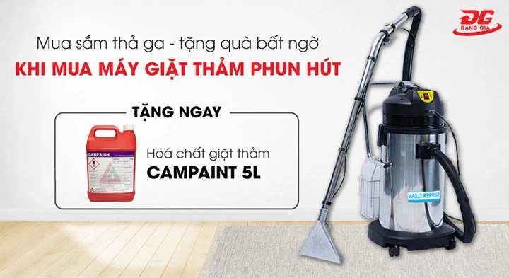 Tặng hóa chất giặt thảm khi mua máy giặt thảm phun hút