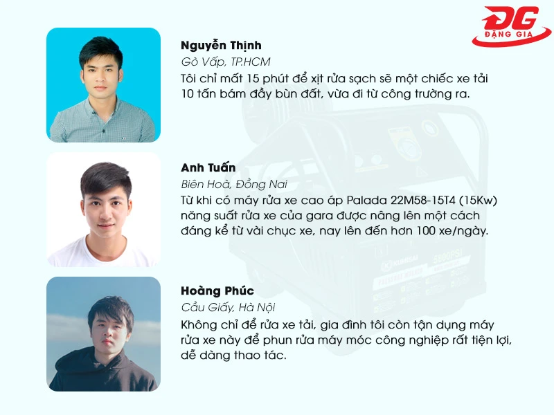 Khách hàng đánh giá máy rửa xe Palada 22M58-15T4