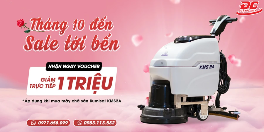 giảm trực tiếp 1 triệu đồng khi mua máy chà sàn Kumisai KMS2A
