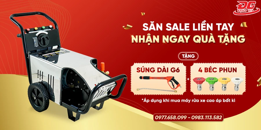 Mua máy rửa xe cao áp bất kỳ tại Điện máy Đặng Gia tặng bộ 4 béc phun và 1 súng dài G6