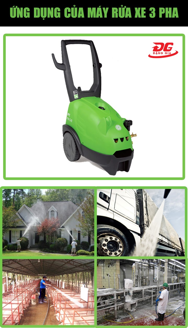 Ứng dụng của máy rửa xe 3 pha trong thực tế